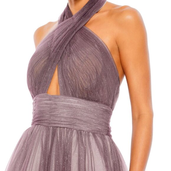 MAC DUGGAL 20376 PURPLE GLITTER OMBRE HALTER NECK  GOWN sz 8 - Picture 2 of 3